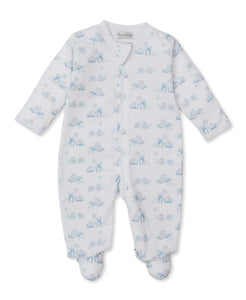 Forest Fanfare Zip Footie- Blue