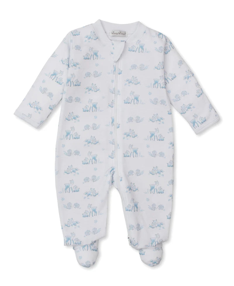 Forest Fanfare Zip Footie- Blue