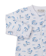 Load image into Gallery viewer, Whale Pods Blue Zip Footie
