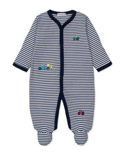 Load image into Gallery viewer, Trusty Tractors Stripe Footie
