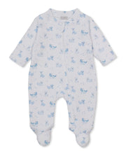 Load image into Gallery viewer, Puppy Paws Blue Jacquard Zip Footie
