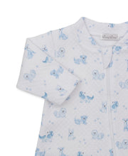 Load image into Gallery viewer, Puppy Paws Blue Jacquard Zip Footie
