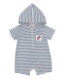 Lobsters Sandy Smiles Terry Romper- Blue