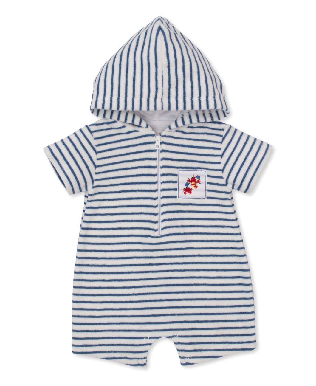 Lobsters Sandy Smiles Terry Romper- Blue