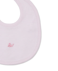 Crabs and Whales Hand Embroidered Bib- Pink