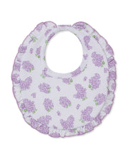 Load image into Gallery viewer, Purple lilac floral-patterned bib on a white background
