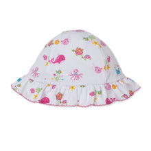 Load image into Gallery viewer, Children's sun hat with colorful sea-themed design on a white background
