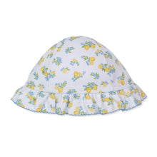 Load image into Gallery viewer, Lemon patterned baby hat on a white background
