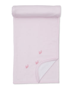 Crabs and Whales Hand Embroidered Blanket- Pink