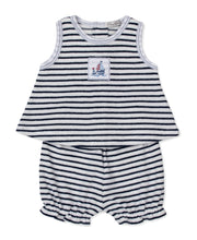 Load image into Gallery viewer, Red, White, &amp; Blue Regatta Terry Sunsuit Set
