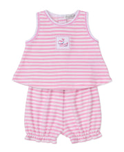Load image into Gallery viewer, Whale Pods Pink Terry Sunsuit Set
