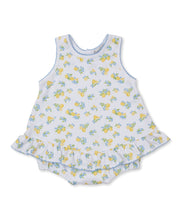 Load image into Gallery viewer, Baby romper with lemon pattern on a white background
