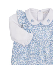 Load image into Gallery viewer, Fall Blooms Blue Jacquard Overall Set
