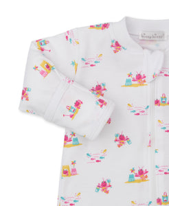 Lobsters Sandy Smiles Zip Footie- Pink