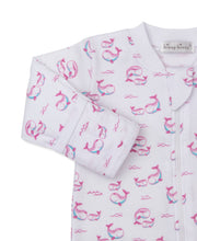 Load image into Gallery viewer, Whale Pods Pink Footie with Zipper
