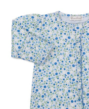 Load image into Gallery viewer, Pretty Petals Blue Zip Footie
