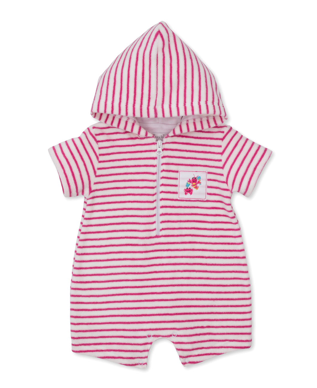 Lobsters Sandy Smiles Terry Romper- Pink
