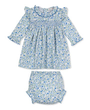 Load image into Gallery viewer, Pretty Petals Blue Smocked Dress Set
