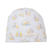 Load image into Gallery viewer, Baby hat with duck pattern on a white background
