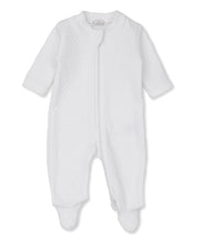 Load image into Gallery viewer, White Jacquard Zip Footie
