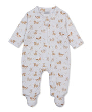 Load image into Gallery viewer, Puppy Paws Brown Jacquard Zip Footie
