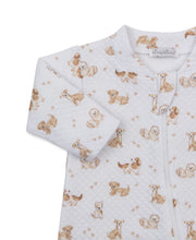Load image into Gallery viewer, Puppy Paws Brown Jacquard Zip Footie
