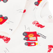 Load image into Gallery viewer, Baby Boy Back Snap Fire Truck Footie
