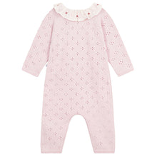 Load image into Gallery viewer, Baby Girl Knit Long Sleeve Romper with Floral Collar
