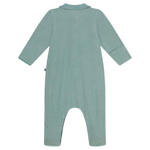 Velour Collared Footie- Green