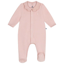 Load image into Gallery viewer, Baby Velour Front Snap Pink Footie with Collar
