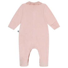 Load image into Gallery viewer, Baby Velour Front Snap Pink Footie with Collar
