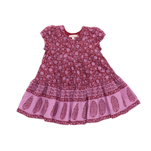 Load image into Gallery viewer, Pink dress with floral pattern on a white background
