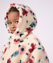 Load image into Gallery viewer, Girl Hooded Floral Sherpa Jacket
