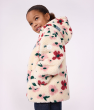 Load image into Gallery viewer, Girl Hooded Floral Sherpa Jacket
