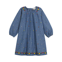 Load image into Gallery viewer, Long Sleeve Chambray Dress with Tulip Embroidery
