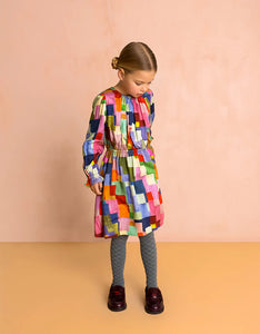 Danne Long Sleeve Square Print Dress