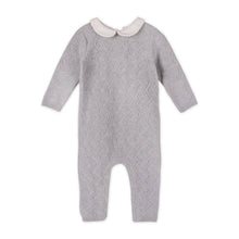 Load image into Gallery viewer, Grey knitted baby rompter with collar 

