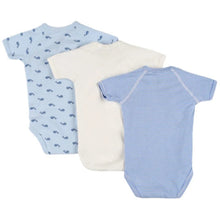 Load image into Gallery viewer, Short Sleeve Onesie 3-Pack - Blue Whales
