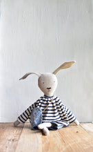 Load image into Gallery viewer, Ruthie the Rabbit – Heirloom Wool Doll in Harbor Stripe Set
