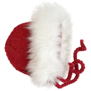 Red Faux Fur Bonnet