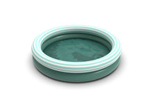 Load image into Gallery viewer, Teal inflatable pool with striped lid on a white background
