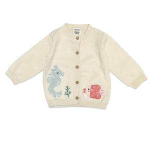 Ocean Friends Jacquard Knit Baby Cardigan Sweater (Organic)