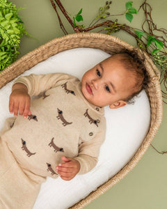 Doxie Dog Jacquard Knit Baby Raglan Pullover (Organic)