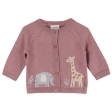 Load image into Gallery viewer, Giraffe Elephant Baby Cardigan Sweater (Organic) - 2 Colors
