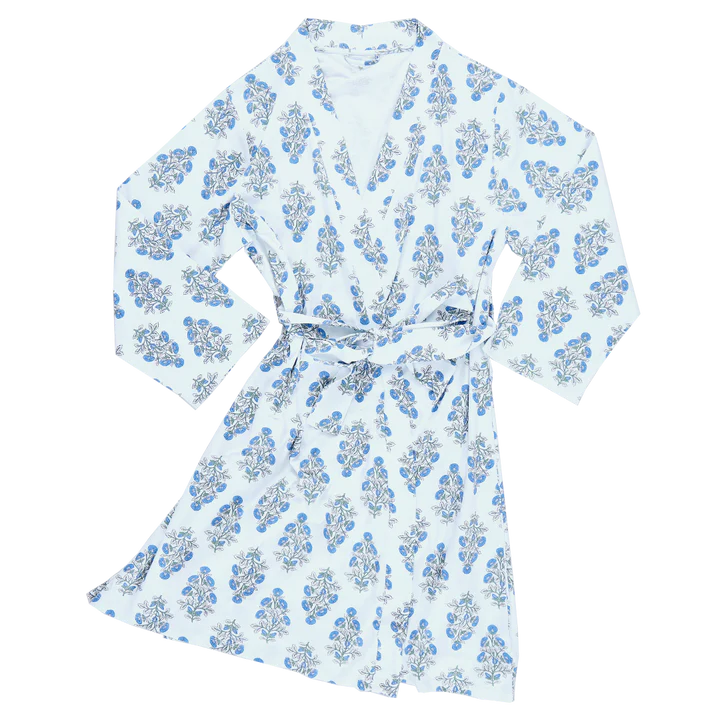 Women's Organic Blue Bouquet Robe