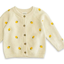 Load image into Gallery viewer, Lemon Embroidered Sweater Knit Baby Cardigan (Organic Cotton)
