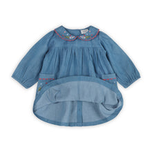 Load image into Gallery viewer, Ida Floral Embroidered Denim Baby Dress &amp; Bloomer
