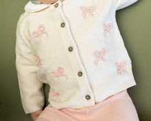 Load image into Gallery viewer, Baby Cardigan Sweater with Pink Bows
