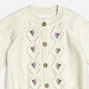 Floral Pointelle Knit Baby Cardigan (Organic Cotton)