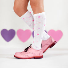 Load image into Gallery viewer, Darling Hearts Scalloped Knee High Socks
